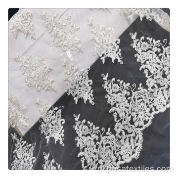 tiulowa biała koronkowa nigeryjska francuska tkanina ślubna;